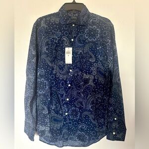 Ralph Lauren Paisley Print Classic Fit Blue Long Sleeve Button Up Size Medium